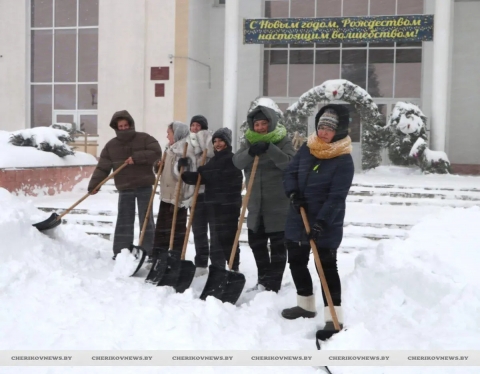 Снегопад не помеха: чериковляне продолжают уборку территорий